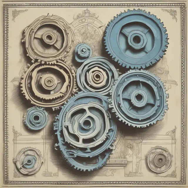 Image of four interconnected gears symbolizing consumption, investment, government spending, and net exports contributing to an economy