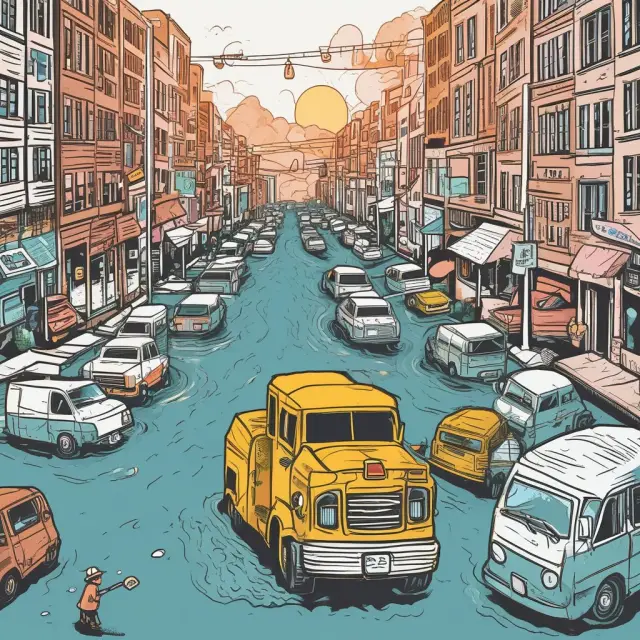 A stylized depiction of consumer spending rippling through an economy, touching durable and nondurable goods and services.