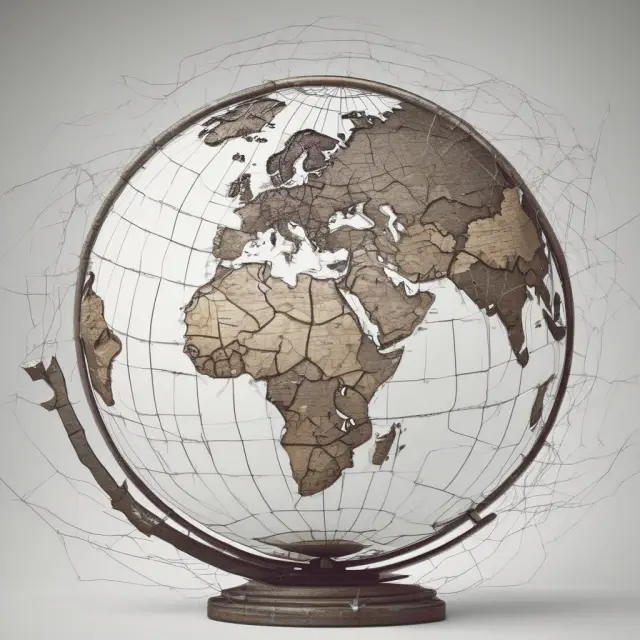 A cracked global economy globe reveals inefficiencies, non-monetized activities, and limited consideration of long-term sustainability.