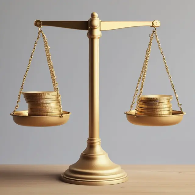 Golden scales balanced between operating and non-operating business expenses