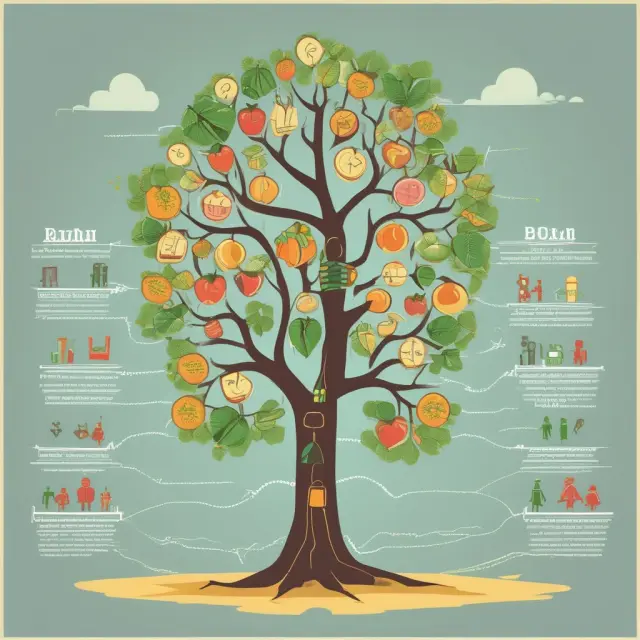 Vibrant tree with salaries, rent, utilities, and depreciation as its fruitful branches
