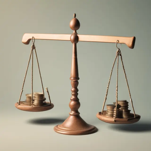 An image of two balance scales on an abacus, one for expenses and the other for revenues