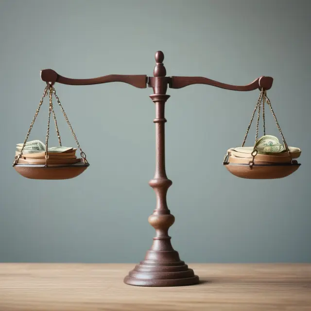 Scale illustrating the balance between constant rent/mortgage expenses (fixed) and salary expense (variable)