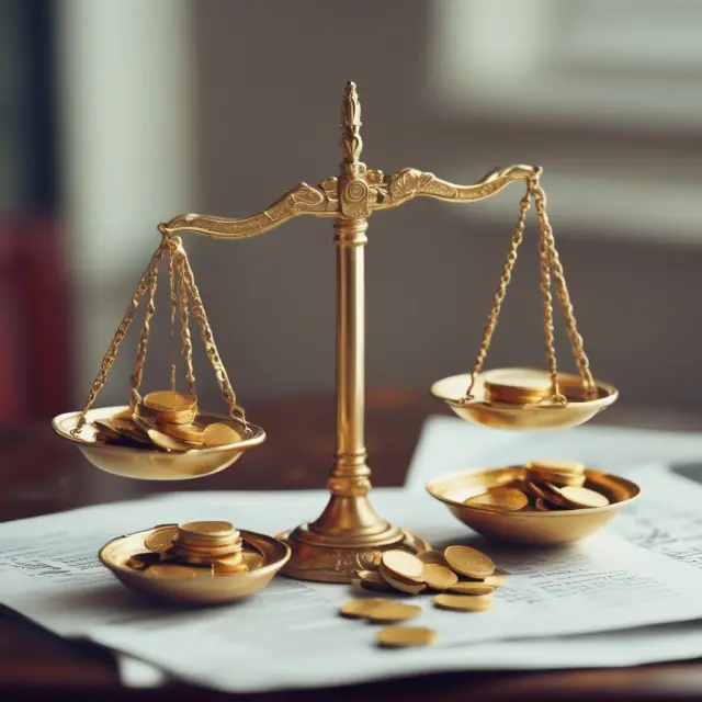 Scales balanced with gold coins and policy documents represent the fair assessment of risk in insurance experience rating systems