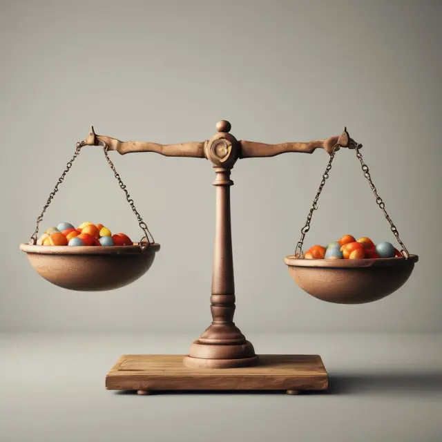 An old scale imbalanced by external factors, symbolizing the limitations of experience rating systems in accurately assessing policyholder risk.