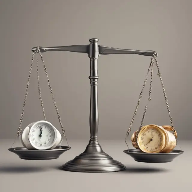 Scales balanced between a clock (time), an hourglass (quality), and a shopping bag (consumer behavior) represent the factors influencing expiration dates for food and medication.