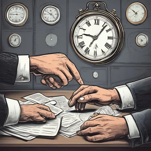 Traders exchanging hands on an option contract as a clock ticks, signifying the intricate relationship between underlying securities and their associated options during expiration