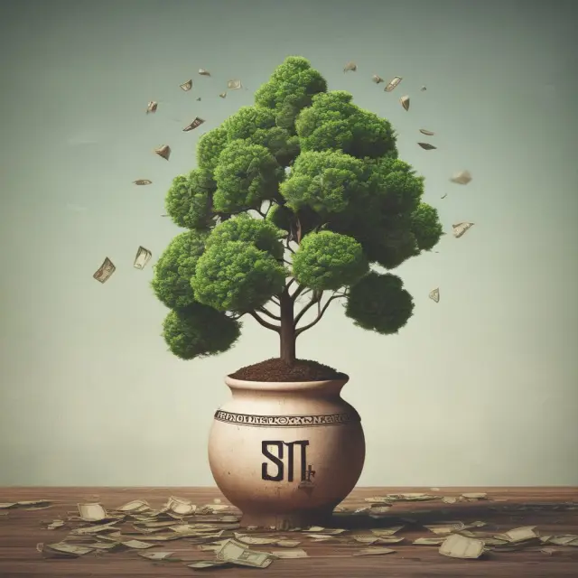 An image of an acorn growing into a towering tree, symbolizing the exponential growth in a savings account through compounding interest.