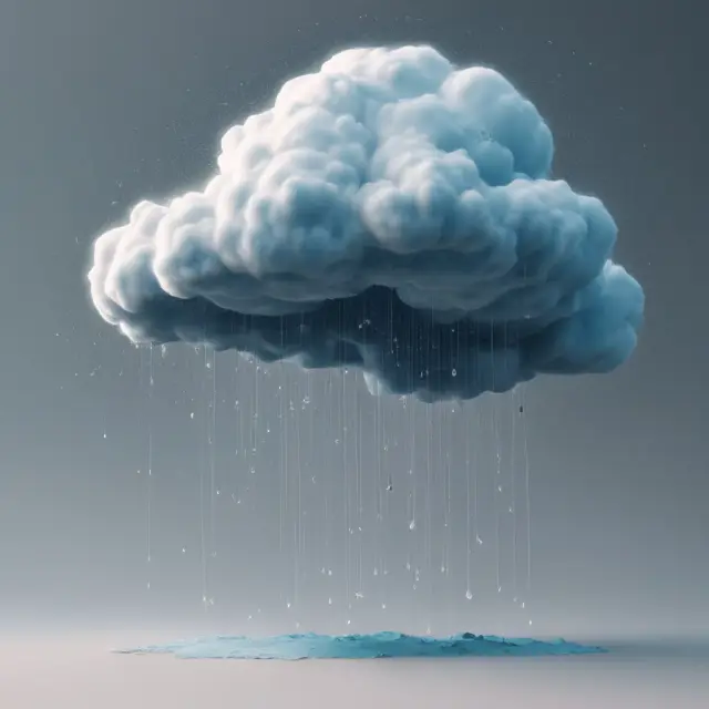 A Monte Carlo simulation represented by a rain cloud dispersing various investment outcomes, showcasing the flexibility and nuance of this financial modeling technique