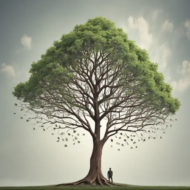 Tree illustrating exponential growth in finance: Branches represent increasing returns through compounding