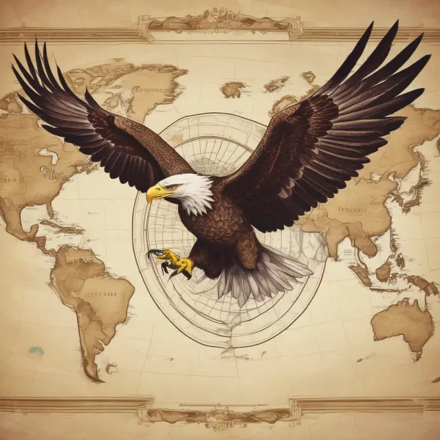 An eagle with EXIM Bank shield flies over a globe representing international markets, signifying U.S. exporters