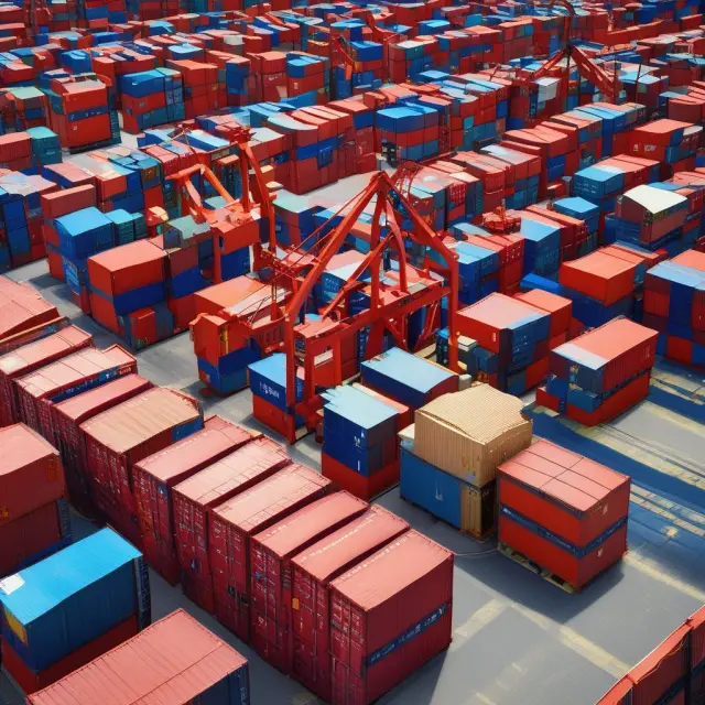 Image of a scale tipping between an export trading company and an e-commerce platform, representing the balance between intermediaries and direct transactions in international business