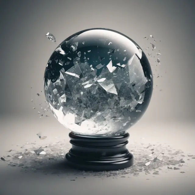 Crystal ball shatters to reveal past investment returns, emphasizing the significance of ex-post data in evaluating performance and forecasting future returns.