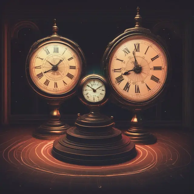 Orbs representing alpha and beta orbit a clock depicting ex-post analysis for investment performance assessment