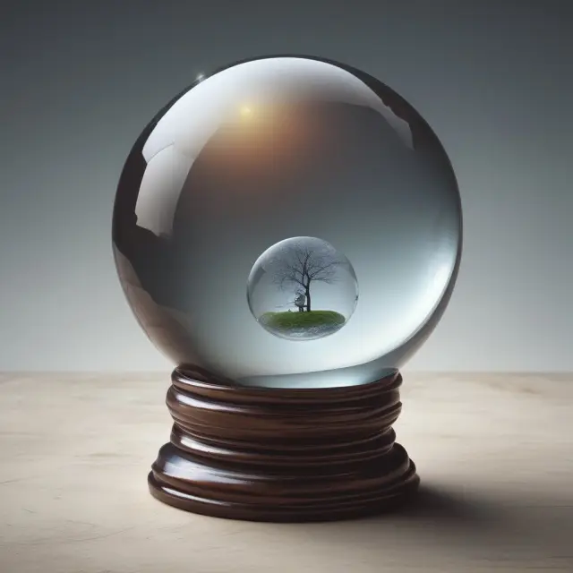 Crystal ball illustrating Ex-Post, revealing actual returns from investments.