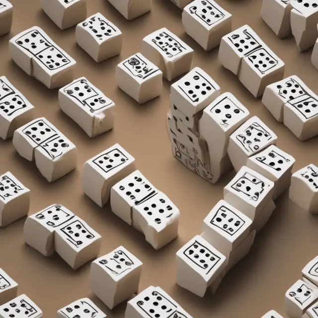 Interconnected dominos representing various banks illustrating the cascading effect of credit risk and the significance of calculating exposure at default for maintaining financial stability.