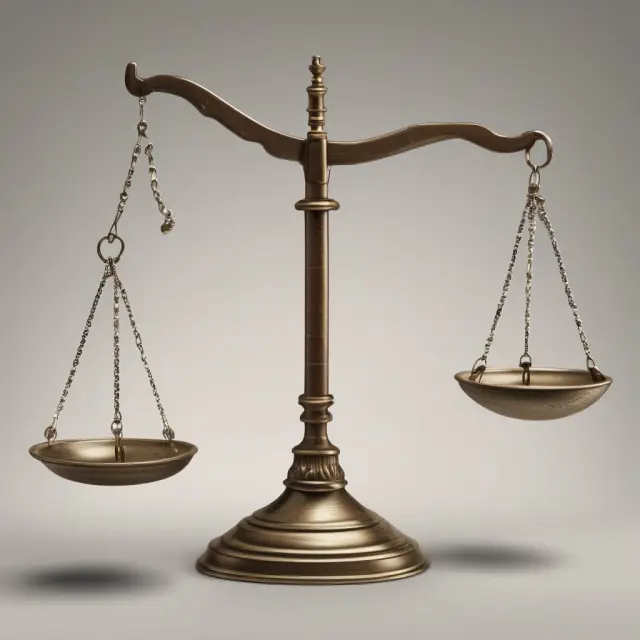 An image of a balance scale with one pan labeled 