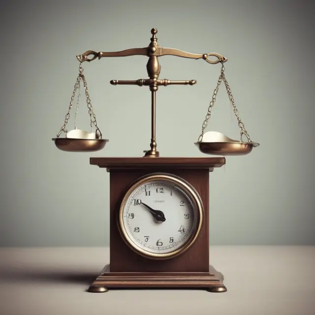 A balance scales with a seller
