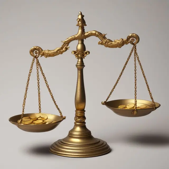 Balancing scales with gold coins representing property value and a Constitution scroll symbolizing legal recourse