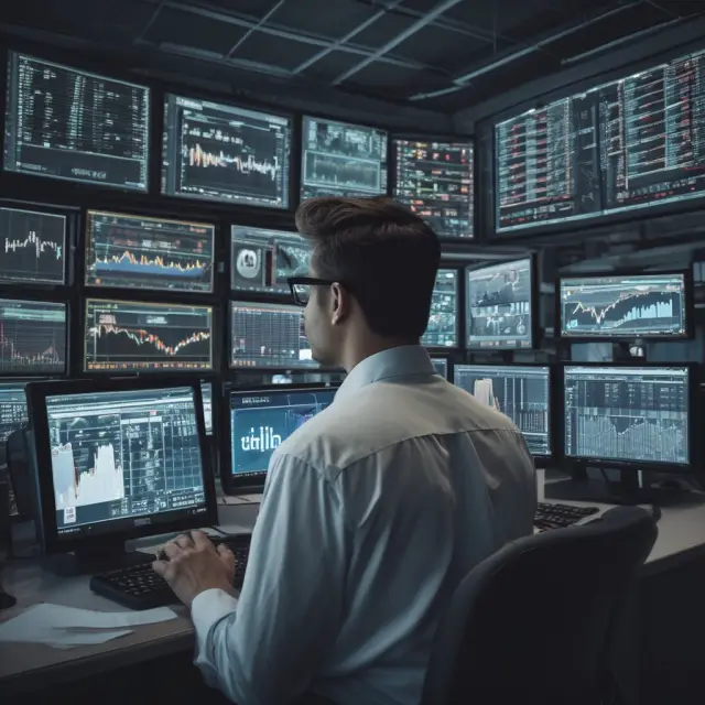 A trader meticulously scrutinizing market data during extended trading hours, using order types, risk management, and sentiment analysis to navigate price shifts