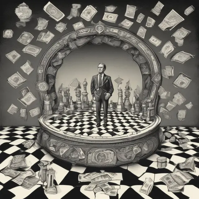 Chessboard showcasing central bank deposits, IMF loans, public sector debt, tied loans, and private sector debt as diverse pieces representing external financing options.