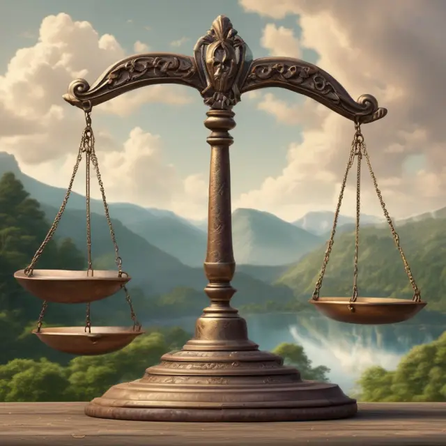 Giant scales representing financial gains and losses from extraordinary events like natural disasters or business sales