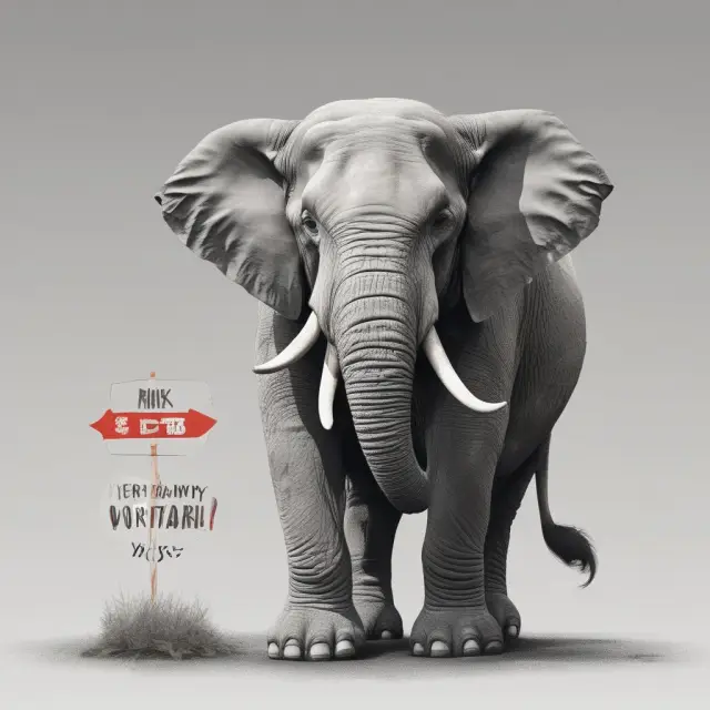Comparison of GAAP and IFRS reporting methods for extraordinary items: A bull representing GAAP with a crossed-out sign and an elephant symbolizing IFRS, standing firm without one.