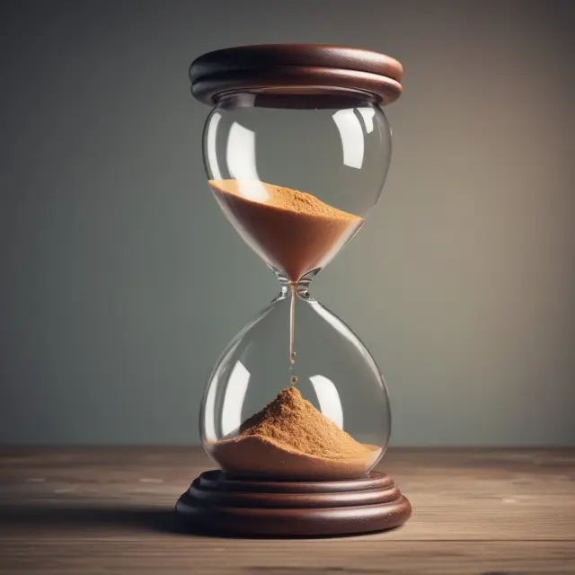 An hourglass symbolizes extrinsic value, with time decay represented by sand flowing from the top to bottom and implied volatility influencing the size of the hourglass