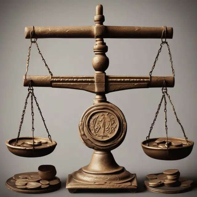 An antique scale balances different coins representing various face values, emphasizing their significance for evaluating financial instruments.
