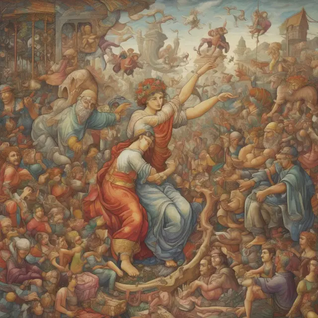 An elegant ballroom scene with macro and micro economic factors dancing in perfect harmony, influencing asset prices and investment strategies.