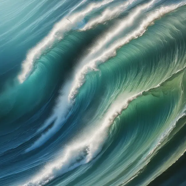 An image of a large, powerful wave symbolizing stock momentum, crashing and cascading over the surface of an expansive financial sea
