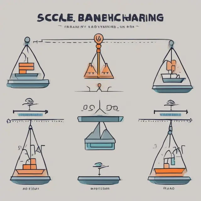 Factoring versus invoice discounting, bank loans, and other financing methods depicted as scales balanced around a central factoring solution.