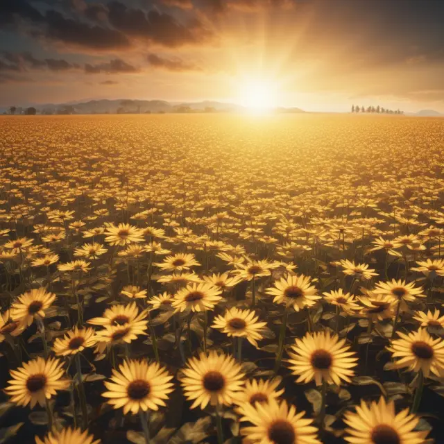 A golden sun shining on a field of factoring seeds representing successful businesses growing with the help of factoring services