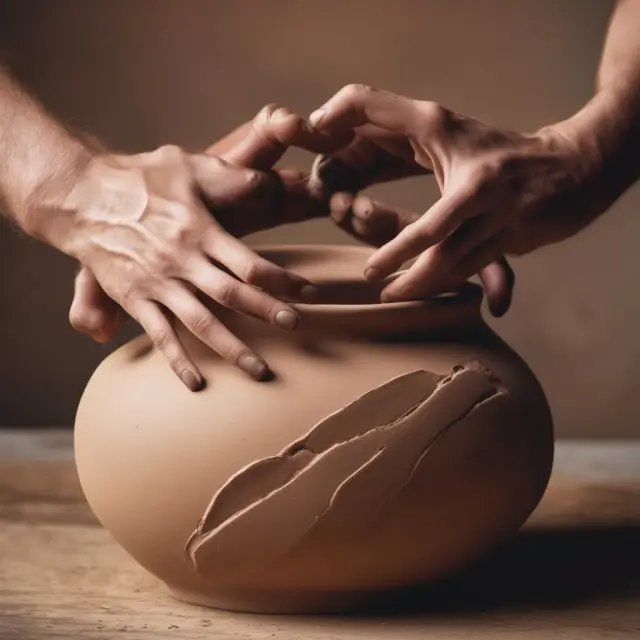 An artisan skillfully molds a pot on a wheel, symbolizing insurers crafting risk management through facultative reinsurance.
