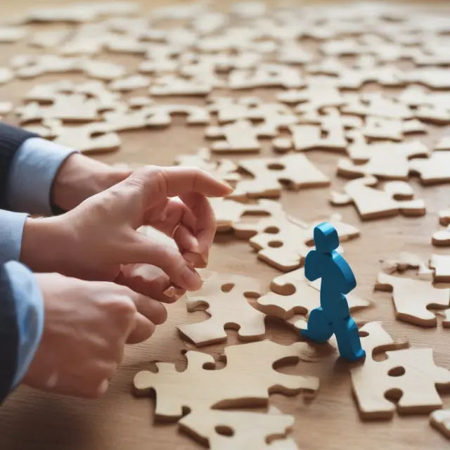Underwriter and reinsurer collaborating on a puzzle, each placing essential risk pieces for a stable outcome.