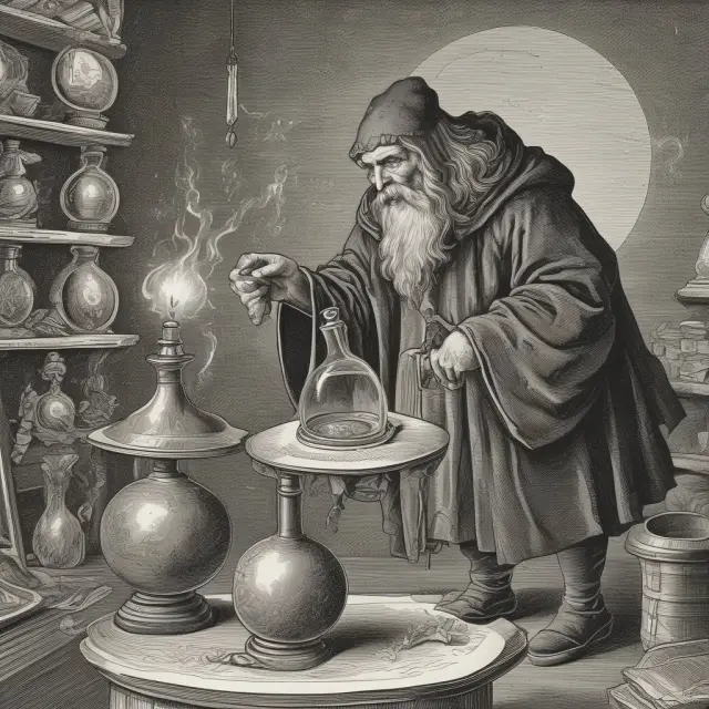 An alchemist reinsurer meticulously evaluates risks and turns them into profits