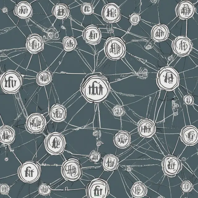 Financial instruments forming an intricate web; some securities delay delivery amidst the network, representing Failure to Deliver