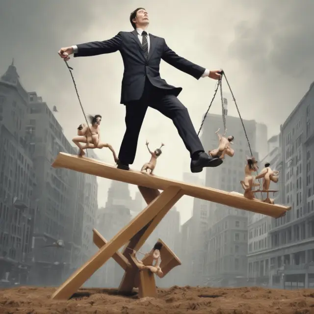 Naked short sellers and buyers on a see-saw representing uncertain balance during Failure to Deliver events