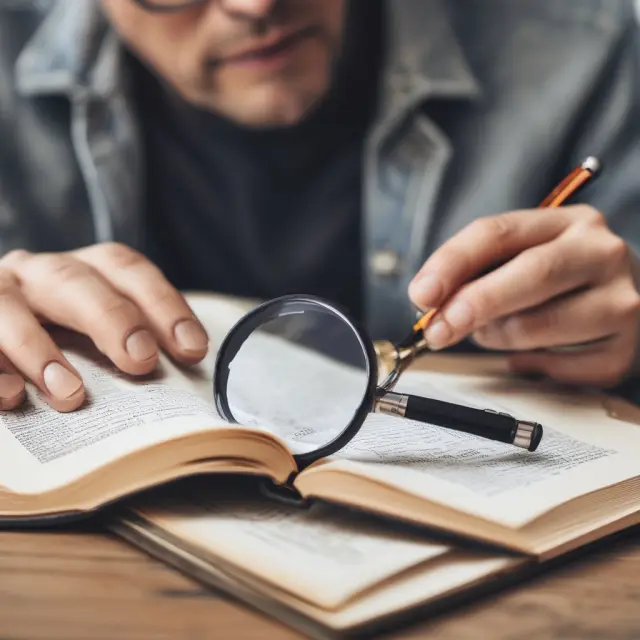 A consumer examines their credit statement closely with a magnifying glass, representing the importance of identifying and reporting billing errors under the Fair Credit Billing Act