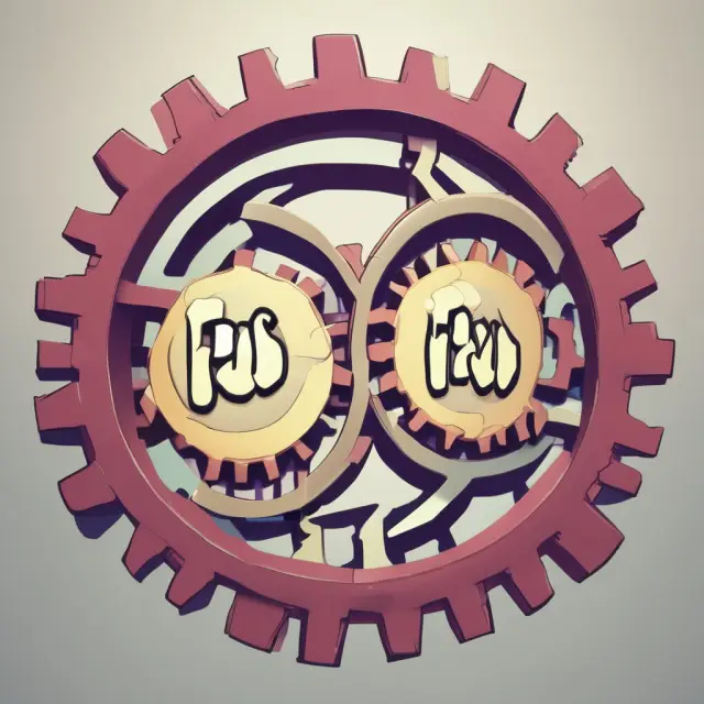 Two interconnected gears, each labeled 