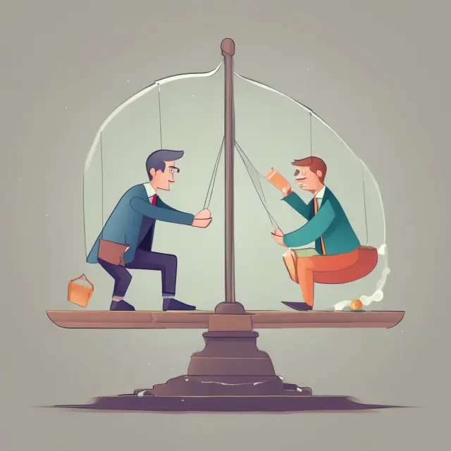 Visualization of consumers and merchants weighing the balance during a chargeback dispute