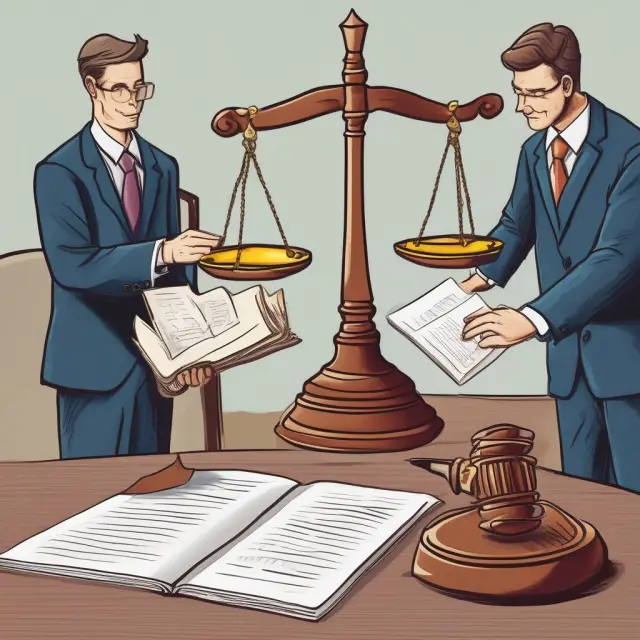 Employer examining FCRA compliance with balance scales representing employment contracts and credit reports