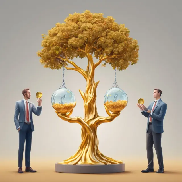 Three investors evaluating fair value: one weighs market transactions, another nurtures growth potential, and the third holds a crystal ball for replacement cost.