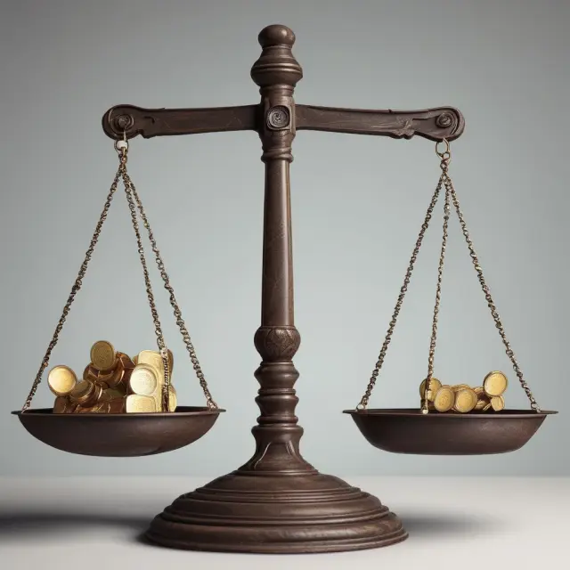 A balanced scale with gold bars (stocks) and futures contracts symbolizing derivatives. The fulcrum represents fair value, maintaining equilibrium between stocks and their corresponding derivatives.