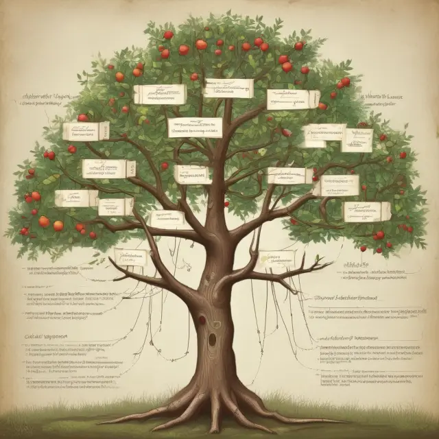 A family tree depicting both benefits (fruits) and challenges (thorns) of Family Limited Partnerships