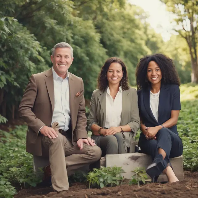 Two professionals, symbolizing tax specialist and estate attorney, carefully sowing seeds representing costs and future growth in a Family Limited Partnership