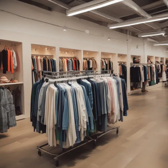 Visualization of fast fashion as a dynamic wave, delivering affordable trendy clothing to consumers