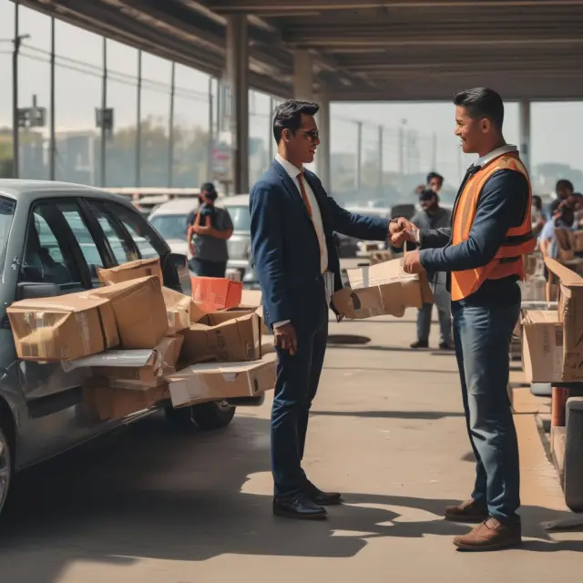 Seller transferring goods to buyer at the border gate - Free Carrier (FCA) Incoterms contract