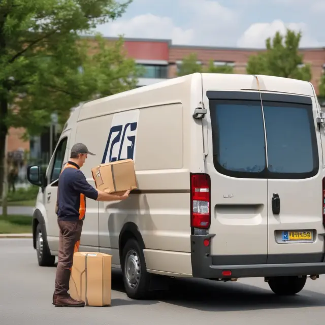 Image: A seller hands over a package to a parcel carrier representative, symbolizing the transfer of ownership and risk during FCA shipments