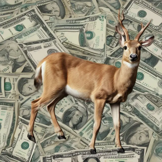 An image of a graceful, exotic fawn undergoing a metamorphosis, symbolizing the conversion process from foreign currency bonds to equities